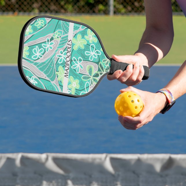 Personal Creative Floral Neuro Art Teal Green Pickleball Schläger (InSitu)