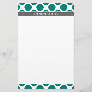 PERSONAL CUSTOM niedliche große Polka Punkt Smarag Briefpapier
