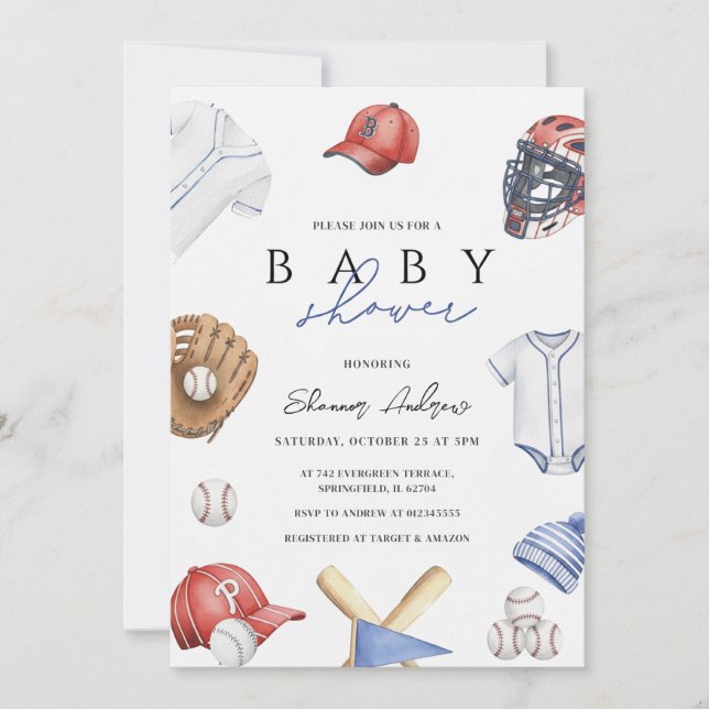 Personal Digital boy Baseball Rookie Baby Shower  Einladung (Vorderseite)