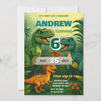 Personal Dinosaur World T-Rex Geburtstag für Junge Einladung