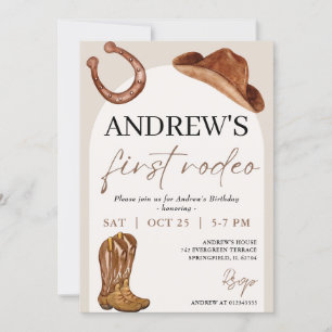 Personal First Rodeo Cowboy Birthday Einladung