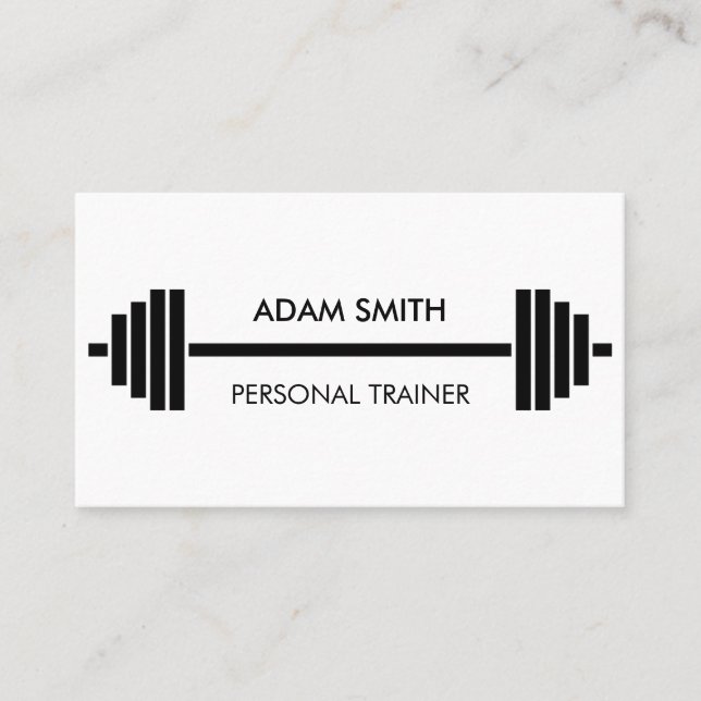 Personal Fitness Trainer Schwarz/Weiß Visitenkarte (Vorderseite)