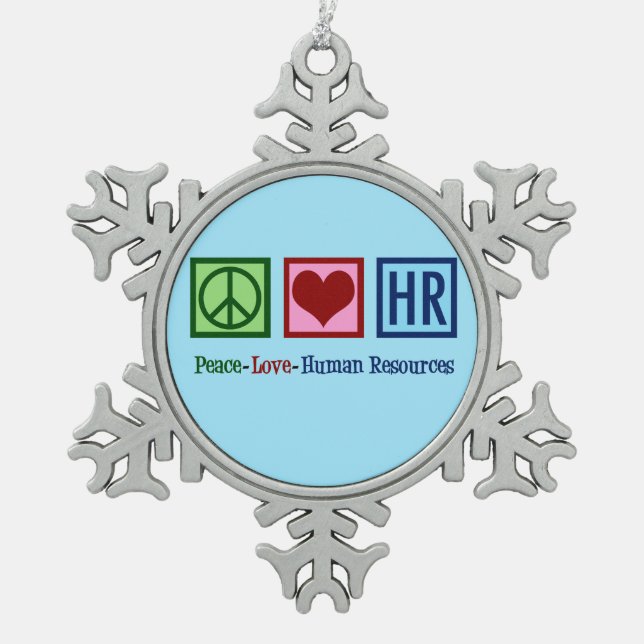 Personal für die Liebe des Friedens Schneeflocken Zinn-Ornament (Vorderseite)