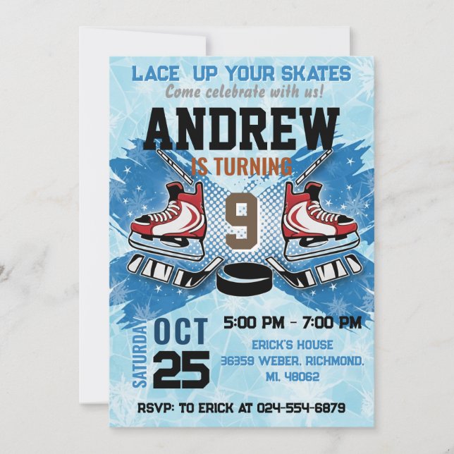 Personal Hockey Birthday Invitation (Devant)