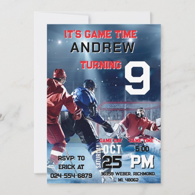 Personal Hockey Birthday with photo Invitation (Devant)