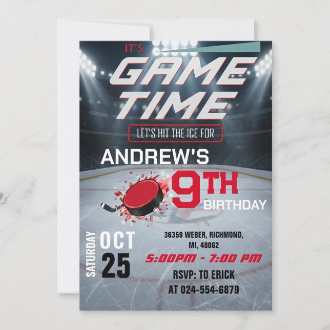 Personal Hockey Birthday with photo Invitation (Devant)