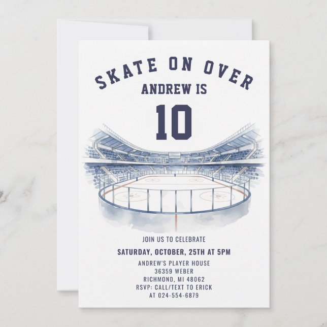 Personal Hockey Theme Birthday Party Invitation (Devant)