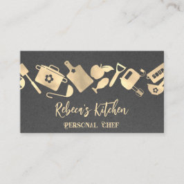Personal Koch Restaurant Catering QR Kraft Grau Visitenkarte
