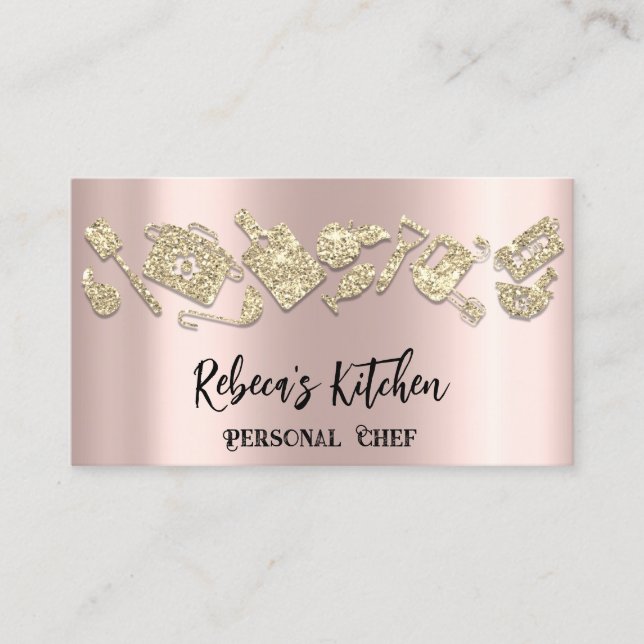 Personal Koch Restaurant Catering QR LogoRose Gold Visitenkarte (Vorderseite)