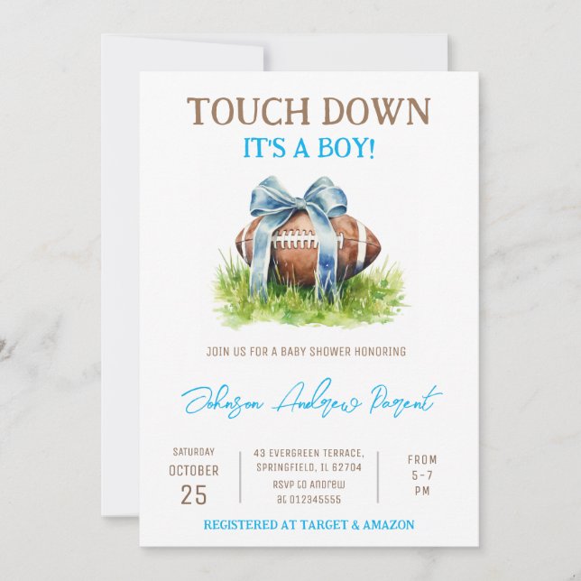 Personal Little Baby Boy Football Baby Dusche Einladung (Vorderseite)