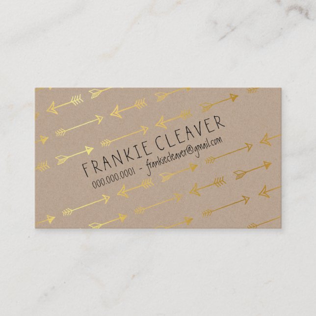 PERSONAL MODERN-trendy-Pfeil Muster Goldfolie Visitenkarte (Vorderseite)