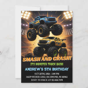 Personal Monster Truck Racing Geburtstagsparty Einladung