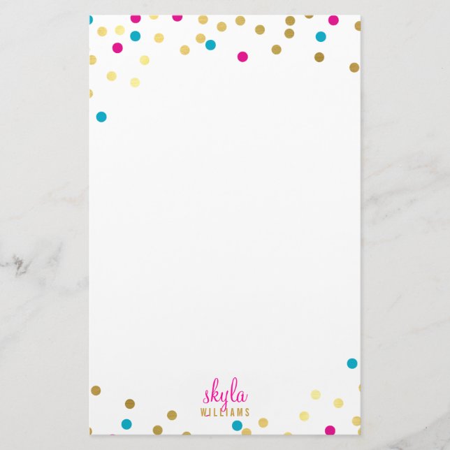 PERSONAL niedlich glamourös goldfarben rosa Konfet Briefpapier (Vorderseite)