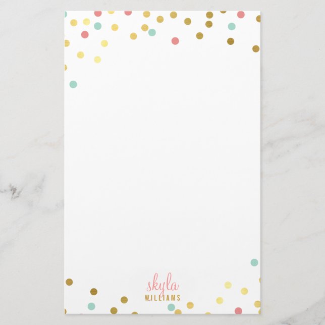 PERSONAL niedliche glamouröse Goldkornminze Konfet Briefpapier (Vorderseite)