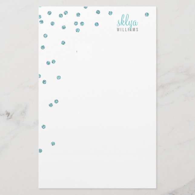 PERSONAL NOTE polka dot confetti blauer Glitzer Briefpapier (Vorderseite)