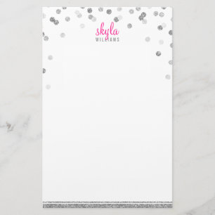 PERSONAL NOTE polka dot confetti silber Glitzer Briefpapier