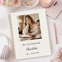 Personal Photo Ivory Script Journal Notizbuch