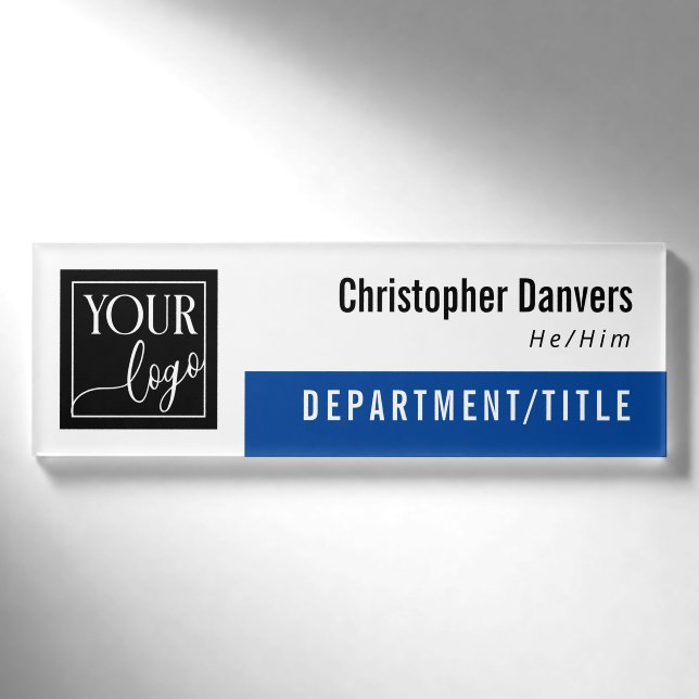 Personal Pronouns Mitarbeiter des Blue Clean Logo Namenschild (Vorderseite)