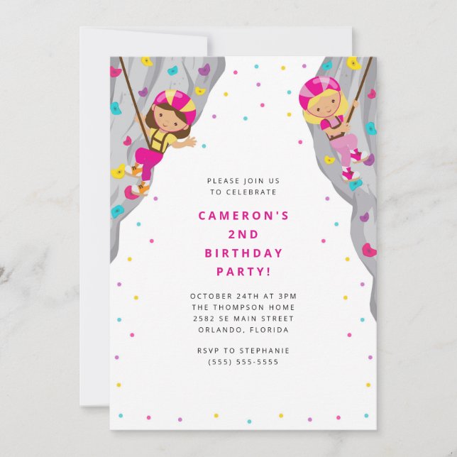 Personal Rock Climbing Birthday Party Invitation Einladung (Vorderseite)
