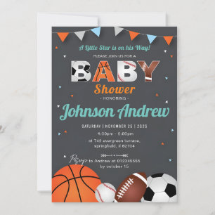 Personal Simple Sports All-Star Baby Dusche Einladung