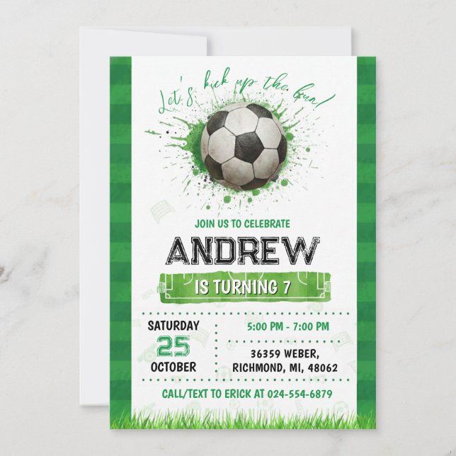 Personal Soccer Birthday Invitation (Devant)