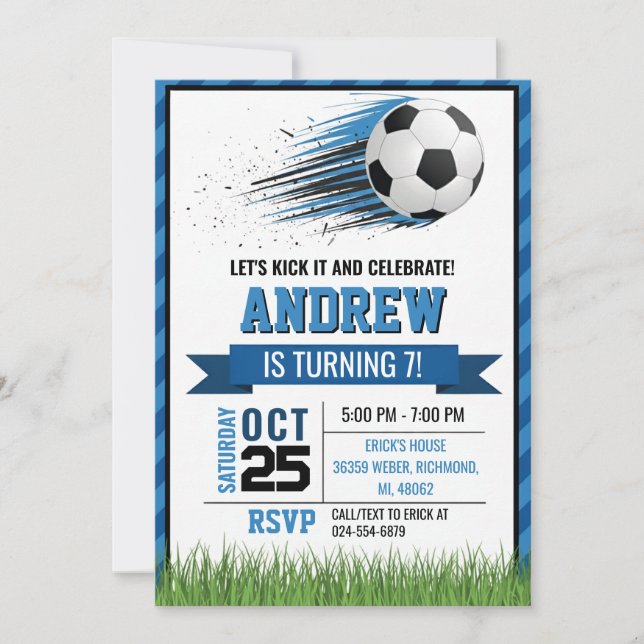 Personal Soccer Birthday Invitation (Devant)