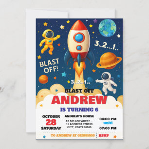 Personal Space Boy Astronaut Outet Geburtstag Einladung