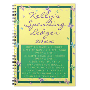 Personal Spending Ledger Budget Butterfly Notebook Notizblock