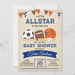 Personal Sports Baby Dusche Einladung Allstar