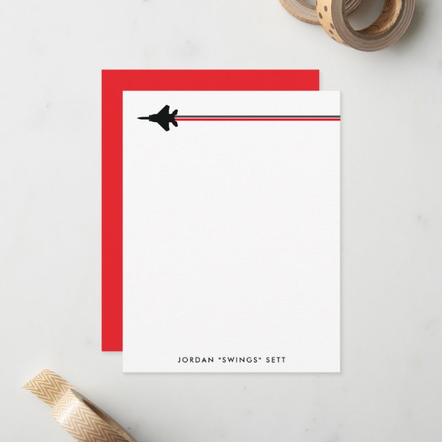 Personal Stationery F-15, schwarz und rot Mitteilungskarte (Vorderseite/Rückseite Beispiel)