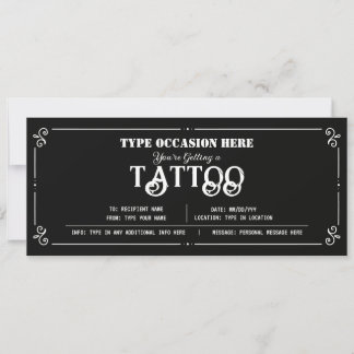Personal Tattoo Geschenkgutschein-Bescheinigung Einladung