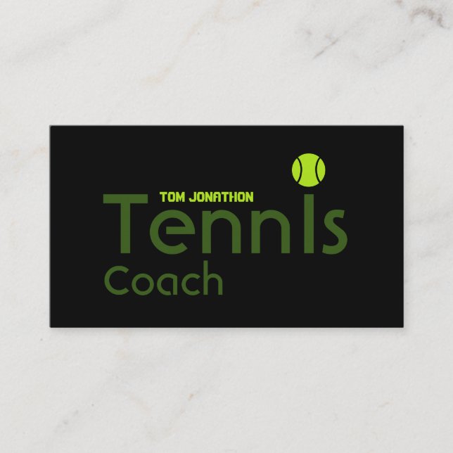 Personal Tennis Coach Black Visitenkarte (Vorderseite)