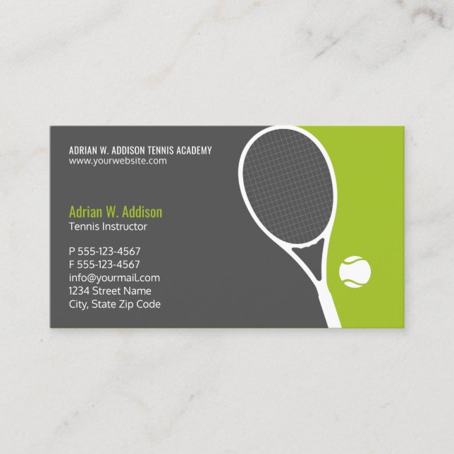 Personal Tennis Coach Lehrer Club Ernennung Terminkarte (Vorderseite)