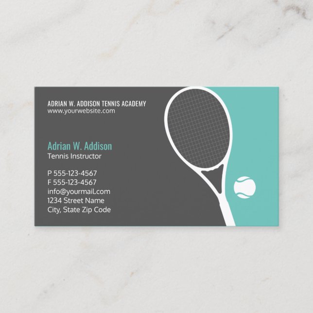 Personal Tennis Coach Lehrer Club Ernennung Terminkarte (Vorderseite)