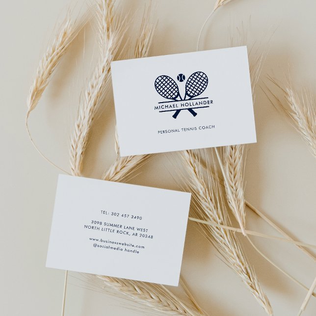 Personal Tennis Coach Minimalistisch Trainer Visitenkarte (Tennis Coach Custom Professional Team Trainer Euro Business Card)