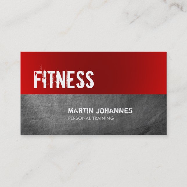 Personal Trainer Business Card für Red Gray Chalkb Visitenkarte (Vorderseite)