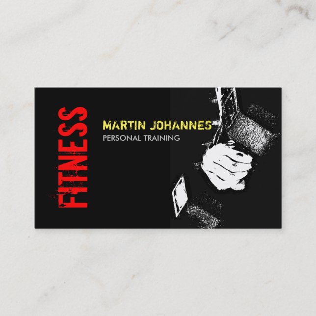 Personal Trainer Business Card Red Black Fitness Visitenkarte (Vorderseite)
