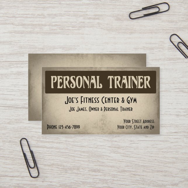 Personal Trainer Business Card Visitenkarte (Vorderseite/Rückseite Beispiel)