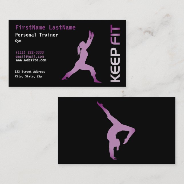 Personal Trainer Business Card Visitenkarte (Vorne/Hinten)