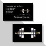 Personal Trainer Business Cards der Fitness Visitenkarte<br><div class="desc">Klassische Fitness- oder Personaltrainer-Visitenkarten mit coolem Metallaussehen,  dummen Glockengewicht und Text lassen sich in diesem eleganten,  zweiseitigen Design,  das zwei Seitendrucke umfasst,  sowohl vorne als auch hinten leicht personalisieren. Entworfen als Visitenkartenvorlage für einen Health- und Fitness-Club,  Trainingszentrum oder Instruktor.</div>