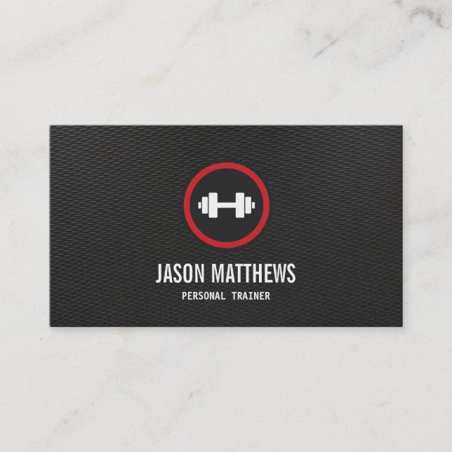 Personal Trainer Dumbell Logo Fitness Instructor Visitenkarte (Vorderseite)