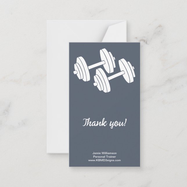 Personal Trainer Dumbell Portrait Vielen Dank Mitteilungskarte (Vorderseite)