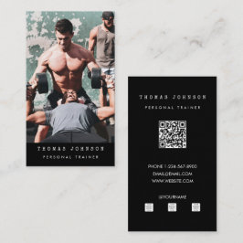 Personal Trainer Fitness Foto QR Code Schwarz Visitenkarte