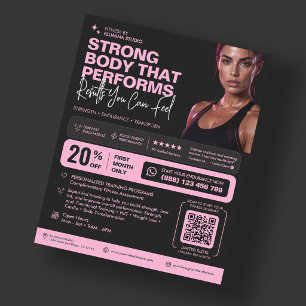 Personal Trainer Fitness Gym Trainer Pink Schwarz Flyer
