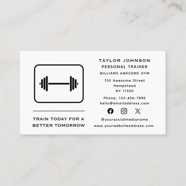 Personal Trainer Fitness Instructor Social Media Visitenkarte (Vorderseite)