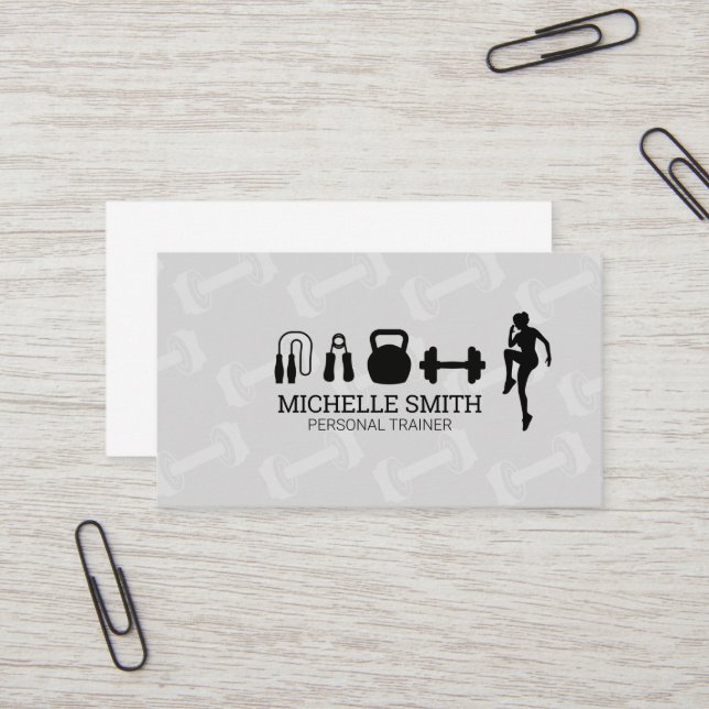 Personal Trainer | Fitnessgeräte Visitenkarte (Vorderseite/Rückseite Beispiel)