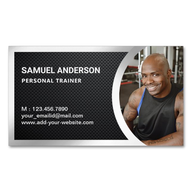 Personal Trainer Foto für die Fitness von Kohlenst Magnetische Visitenkarte (Vorderseite)