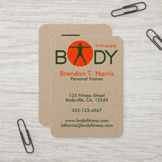 Personal Trainer für Grüne und Orange Body Madness Visitenkarte (Vorderseite/Rückseite Beispiel)