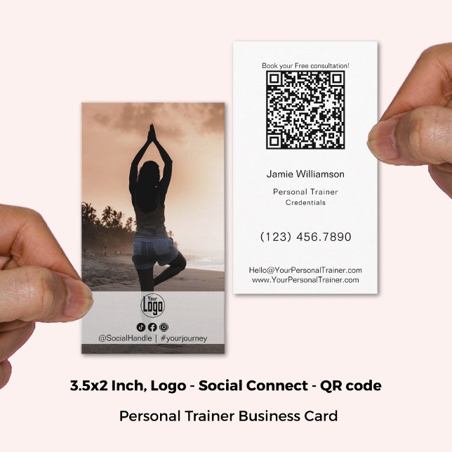 Personal Trainer für sauberes, anständiges Foto Visitenkarte (3.5x2 Inch, Clean Approachable Photo Logo Personal Trainer Business Card)