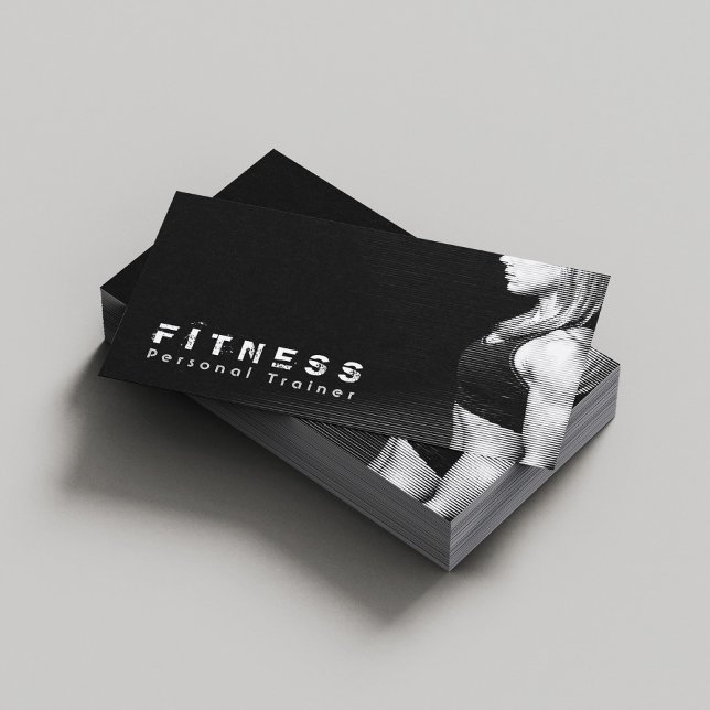 Personal Trainer für Schwarz-weiße Berufliche Fitn Visitenkarte (Von Creator hochgeladen)